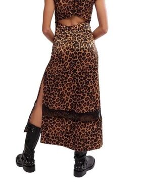 Free People Foolish Heart MIDI Maxi Leopard Dress NWT Large